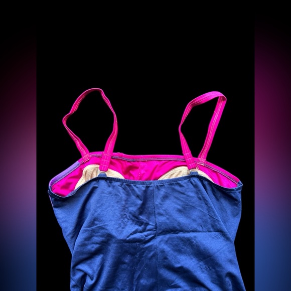 ✨80s one piece swimsuit with pink and blue colour block design✨ - Picture 3 of 3